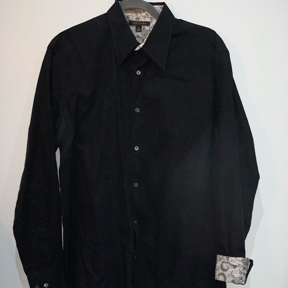 Mens Saltaire Medium Black Button Down